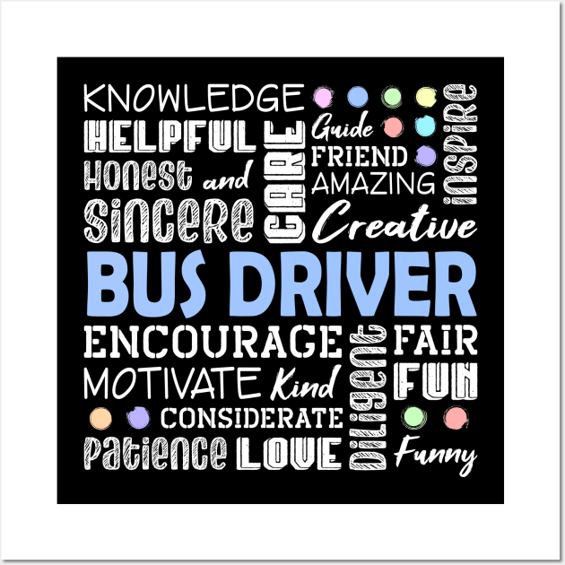 Bus Driver Love Words Wall Art by White Martian